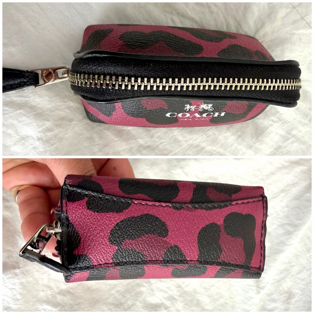 👑✅PRICE FIRM✅ Coach Leather Fuchsia Leopard Print Accessory RARE Trio🔥🔥🔥 - Picture 11 of 16